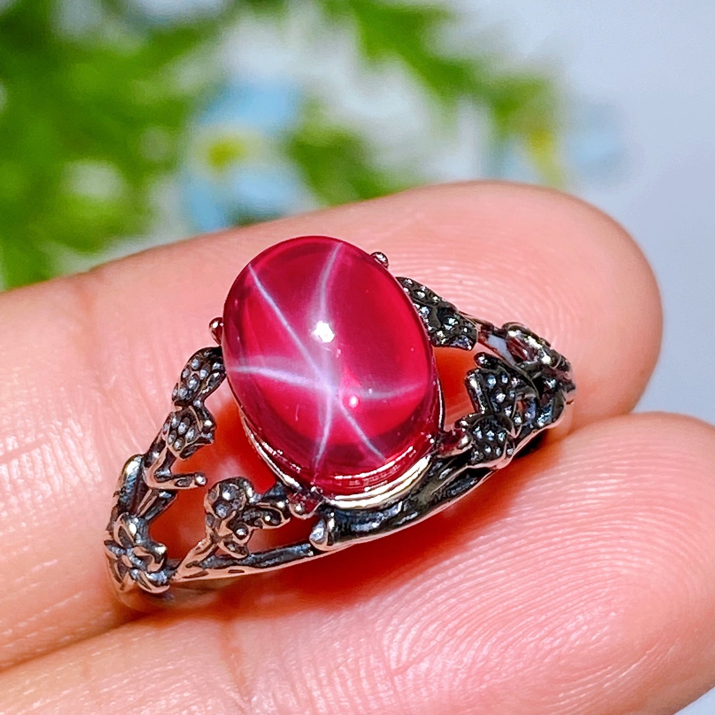 S925 Star Ruby Ring Crystal Healing Bulk Wholesale