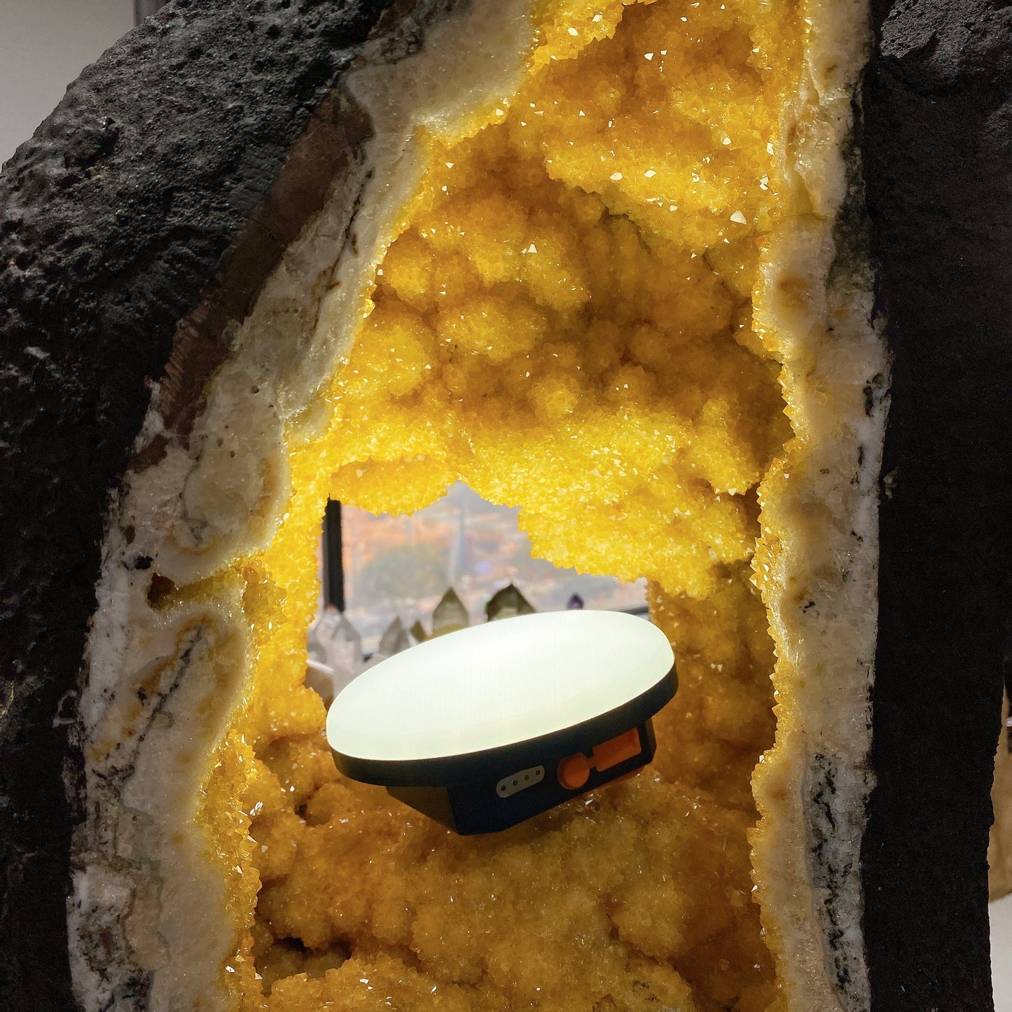 62cm Large Unique Full Clusters Citrine Geode with Three-sides Window Specimen Crystal Healing