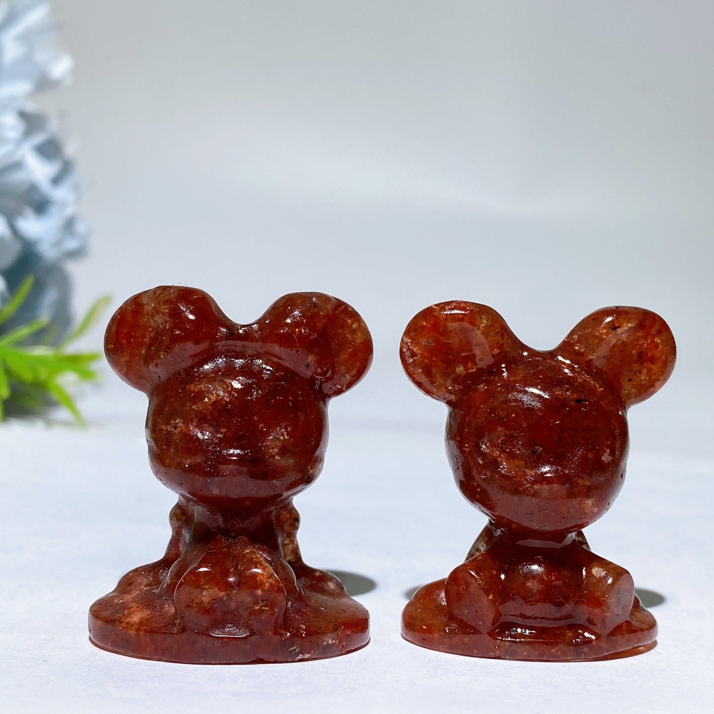 1.4" Crystal Mickey Minnie Carving Crystal Healing Bulk Wholesale