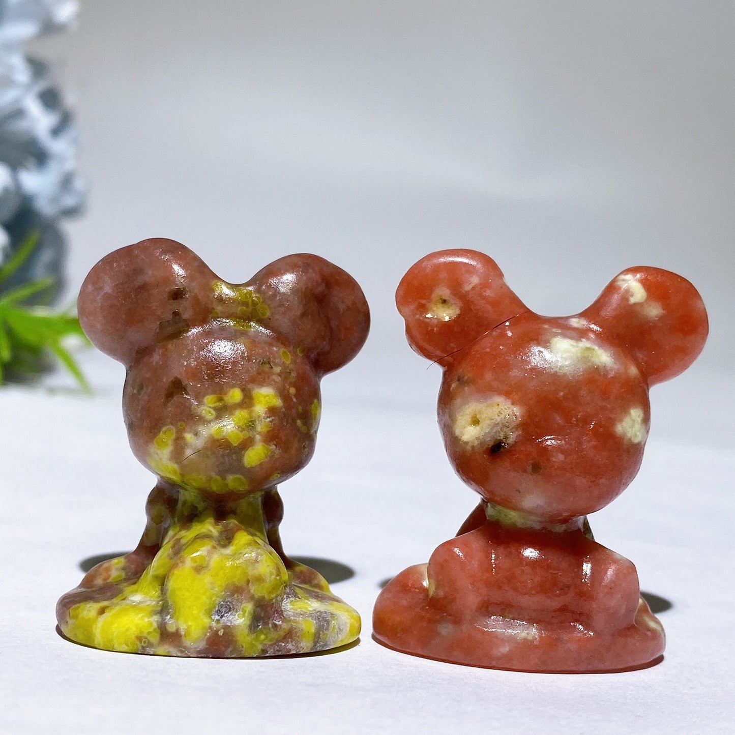 1.4" Crystal Mickey Minnie Carving Crystal Healing Bulk Wholesale