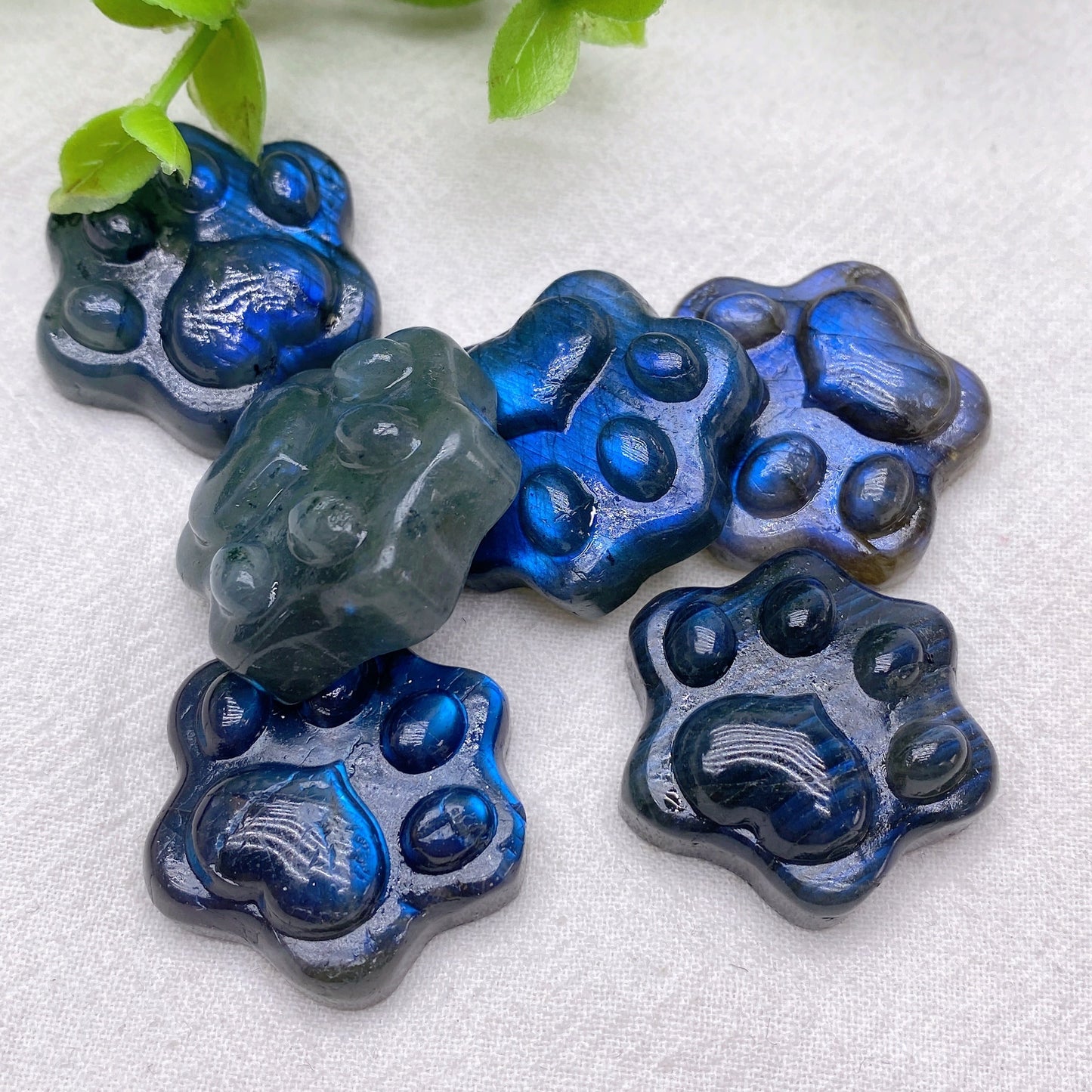 1.2" Blue Flash Labradorite Cat Paw Carvings Bulk Wholesale