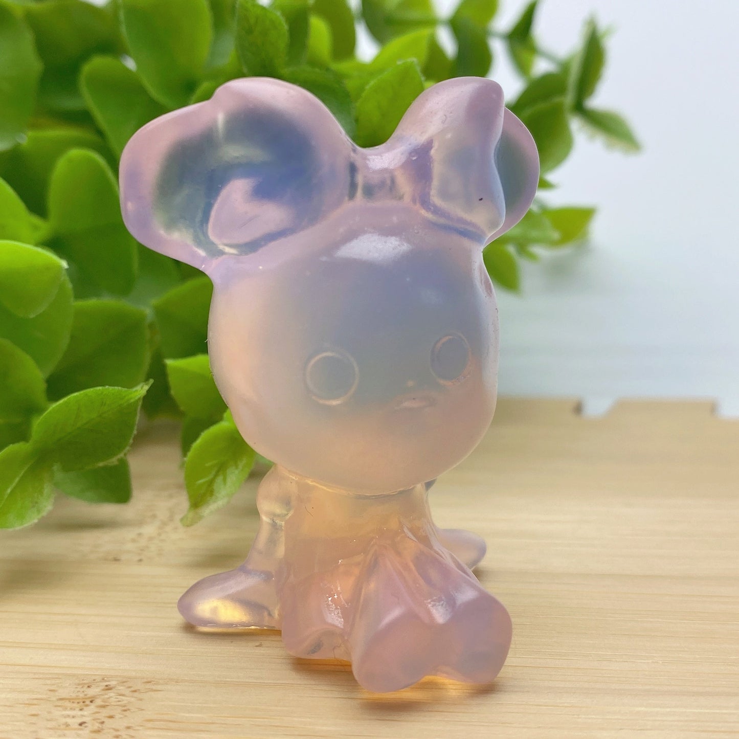 1.9" Pink Opalite Mickey Minie Carvings Bulk Wholesale