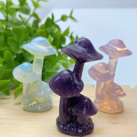 2.1" Mixed Crystal Mushroom Carvings Bulk Wholesale