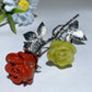 19cm Silver Stem Mixed Crystal Double Flowers Carvings Crystal Healing Bulk Wholesale