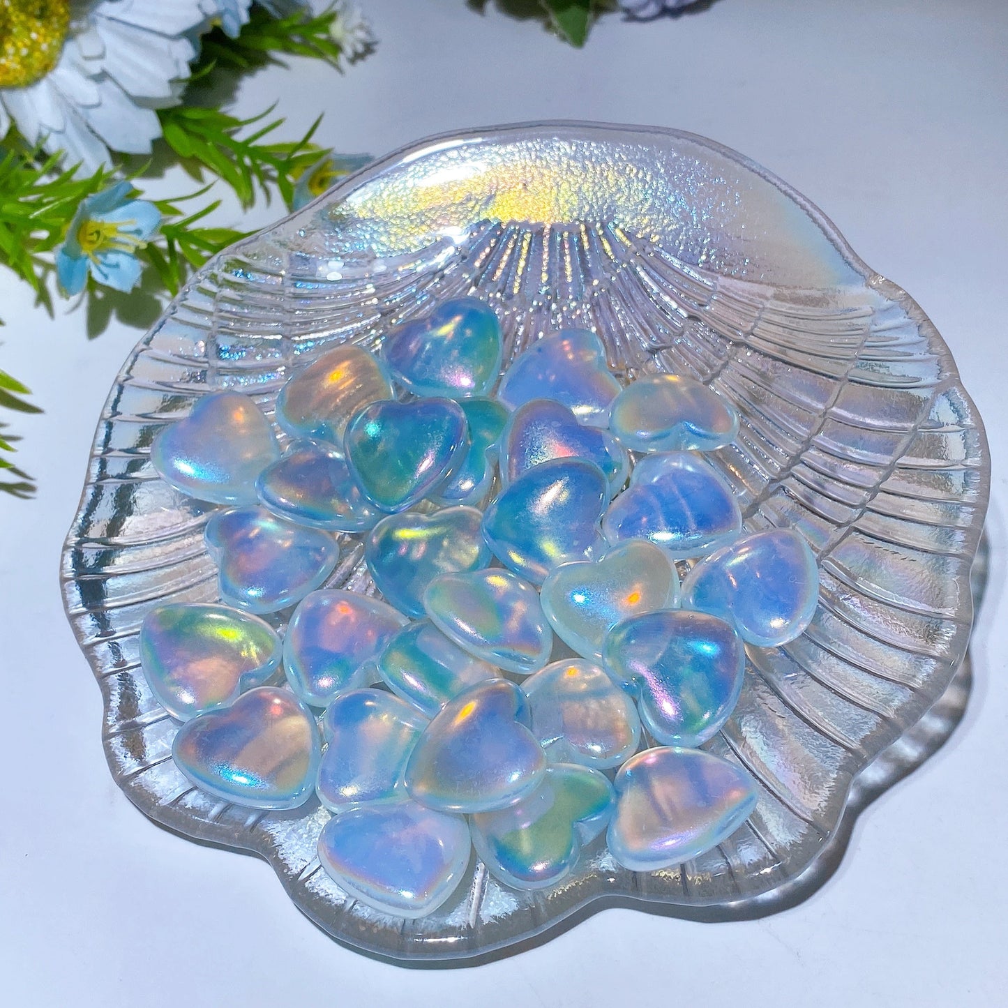18mm Aura Opalite Heart Carving Crystal Healing Bulk Wholesale