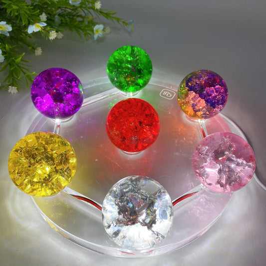 15-20cm Resin Transparent Round Plate Lamp Stand with USB Crystal Healing Bulk Wholesale