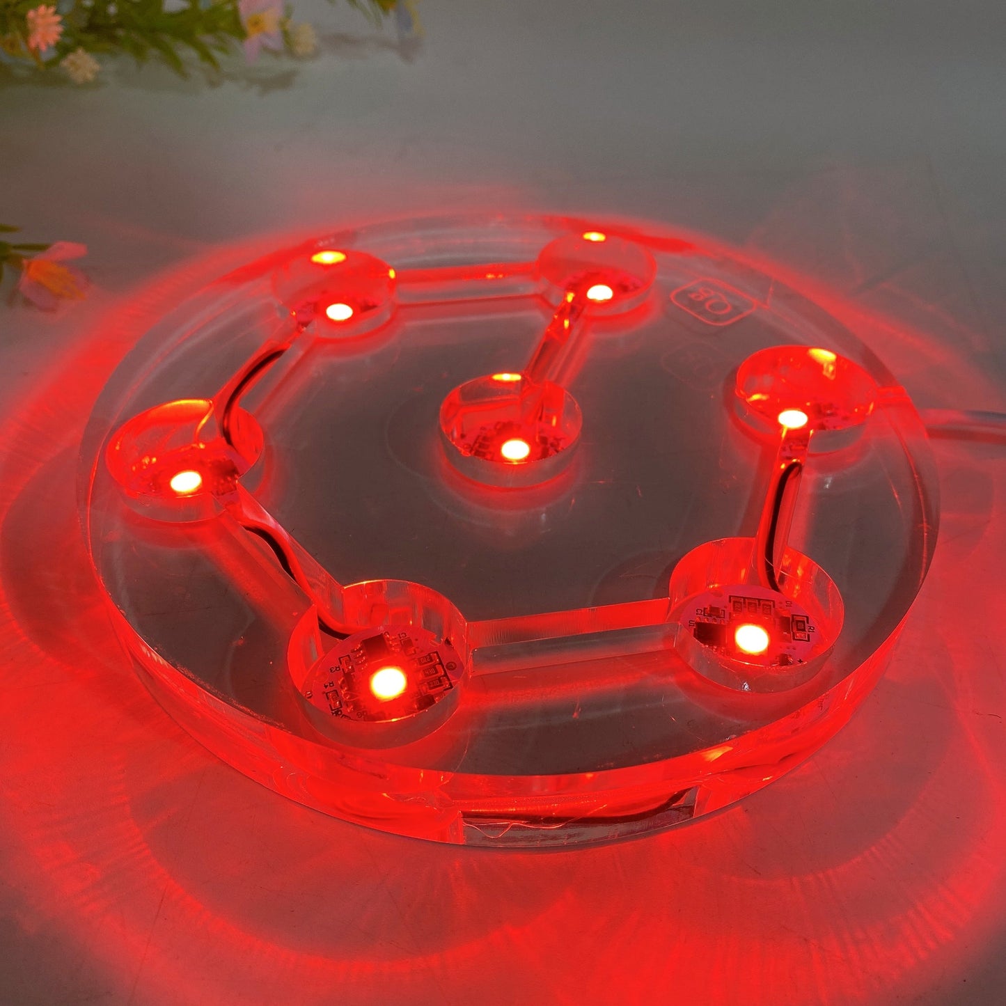 15-20cm Resin Transparent Round Plate Lamp Stand with USB Crystal Healing Bulk Wholesale