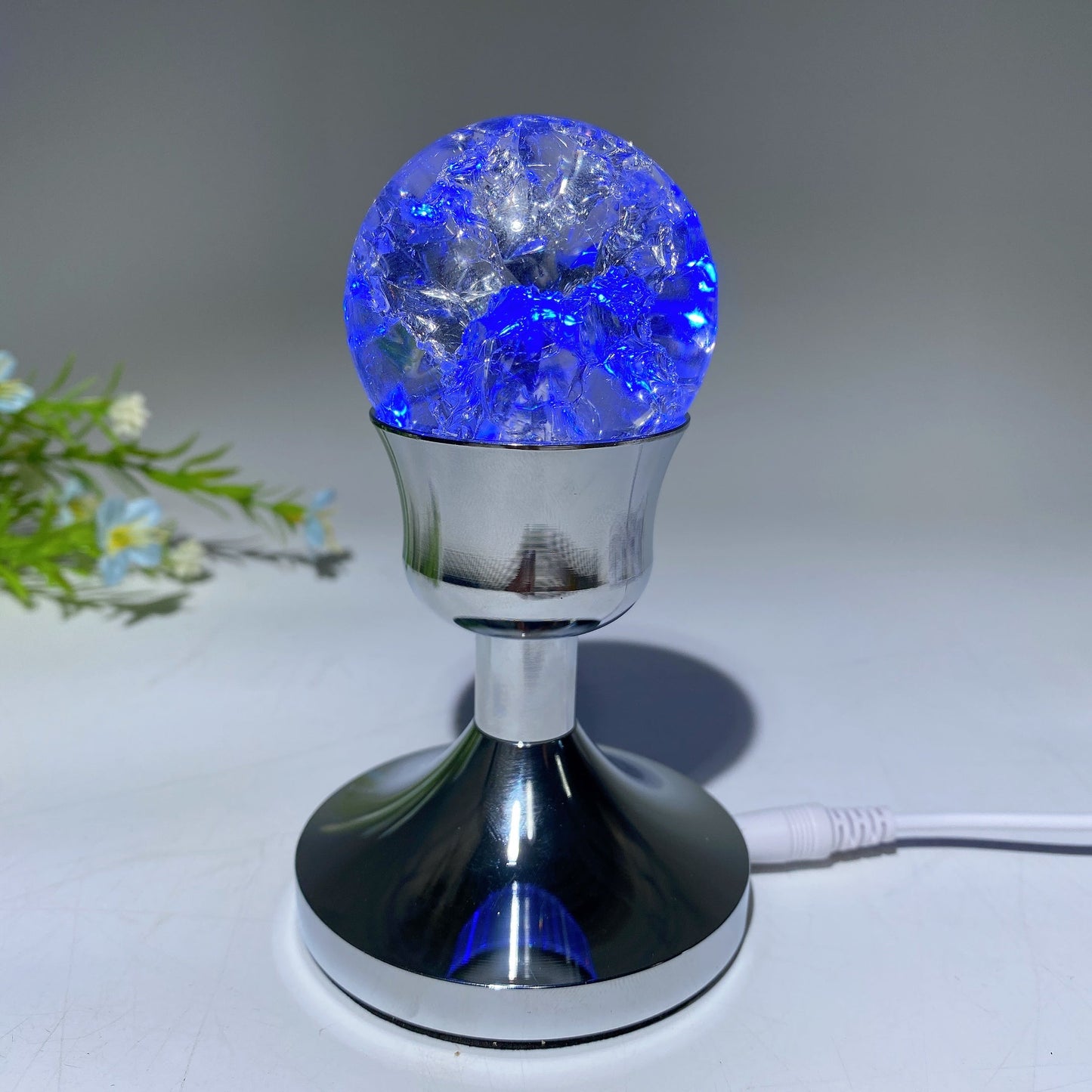 75mm Silver Plastic Lamp Stand with USB Crystal Healing Bulk Wholesale
