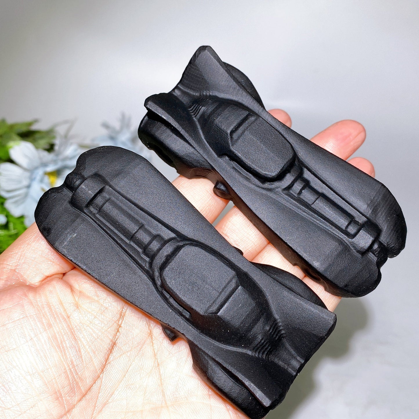 10cm Black Obsidian Race Car Carving Crystal Healing Bulk Wholesale