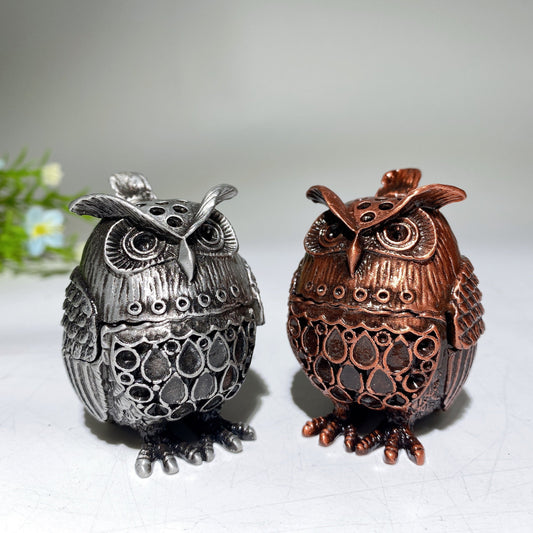 2.2" Silver Metal Owl Shape Stand Crystal Healing Bulk Wholesale