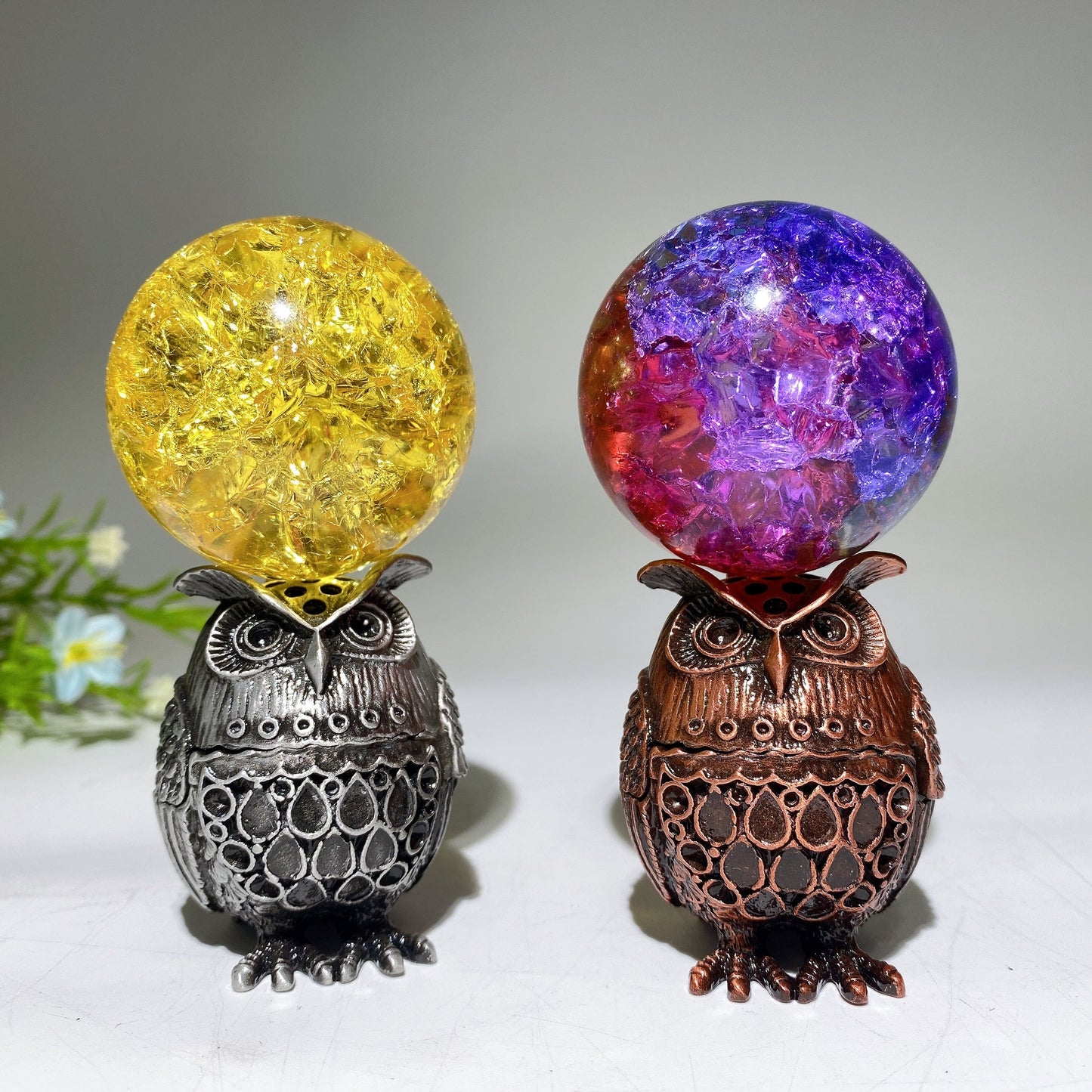 2.2" Silver Metal Owl Shape Stand Crystal Healing Bulk Wholesale