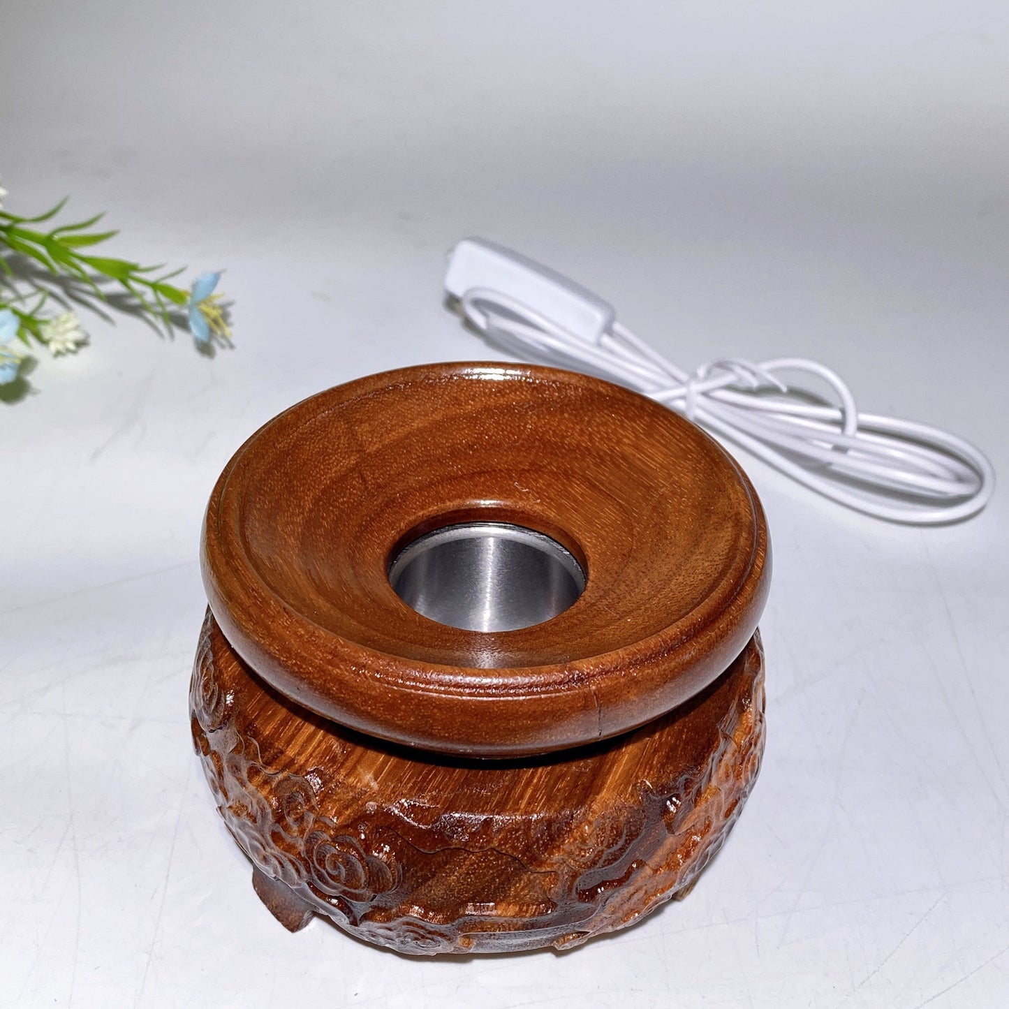 7-9cm Wooden Lamp Rotatable Stand with USB Crystal Healing Bulk Wholesale