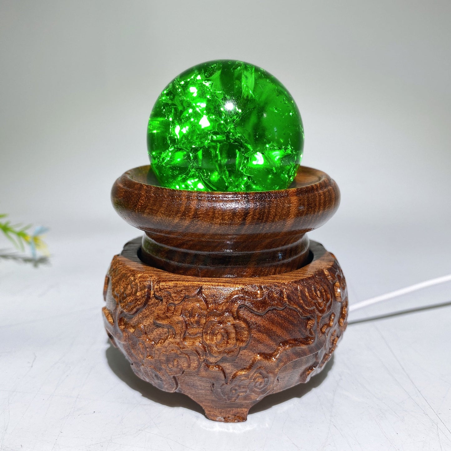 7-9cm Wooden Lamp Rotatable Stand with USB Crystal Healing Bulk Wholesale