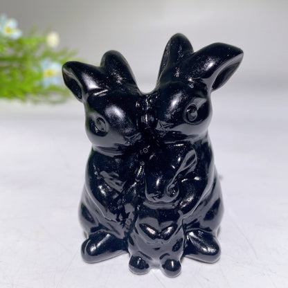 2.4" Crystal Rabbit Family Carvings Crystal Healing Bulk Wholesale