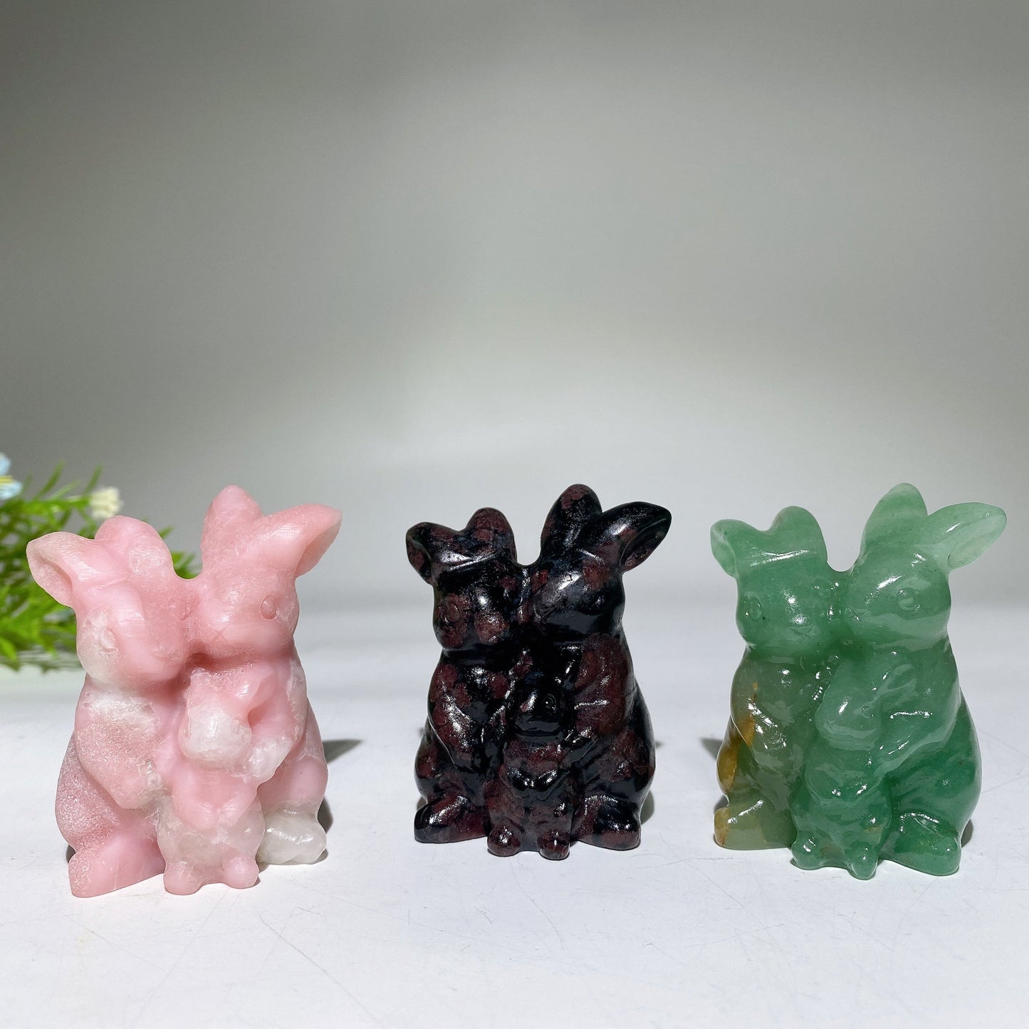2.4" Crystal Rabbit Family Carvings Crystal Healing Bulk Wholesale
