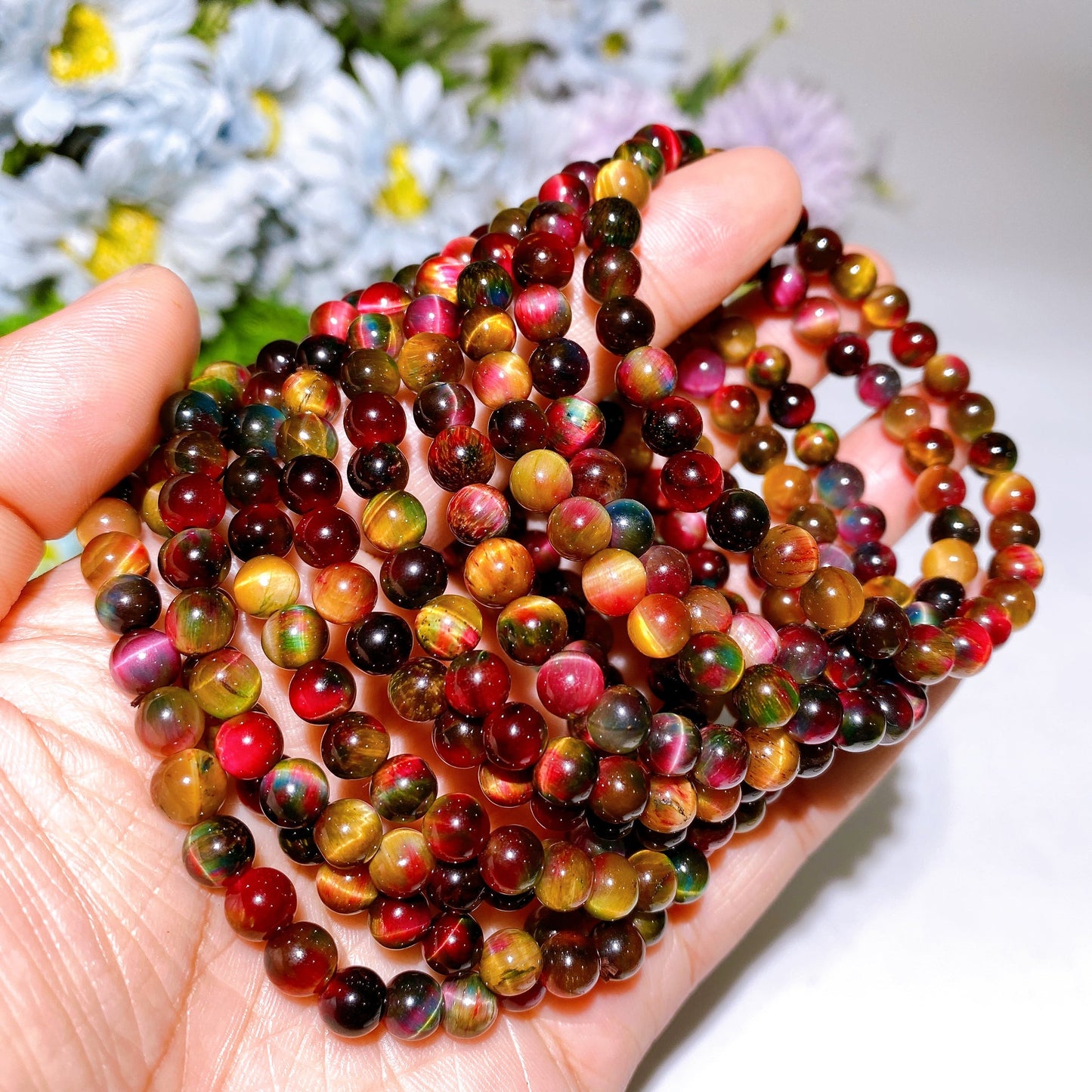 6-8mm Galaxy Tiger's Eye Bracelet Crystal Healing Bulk Wholesale