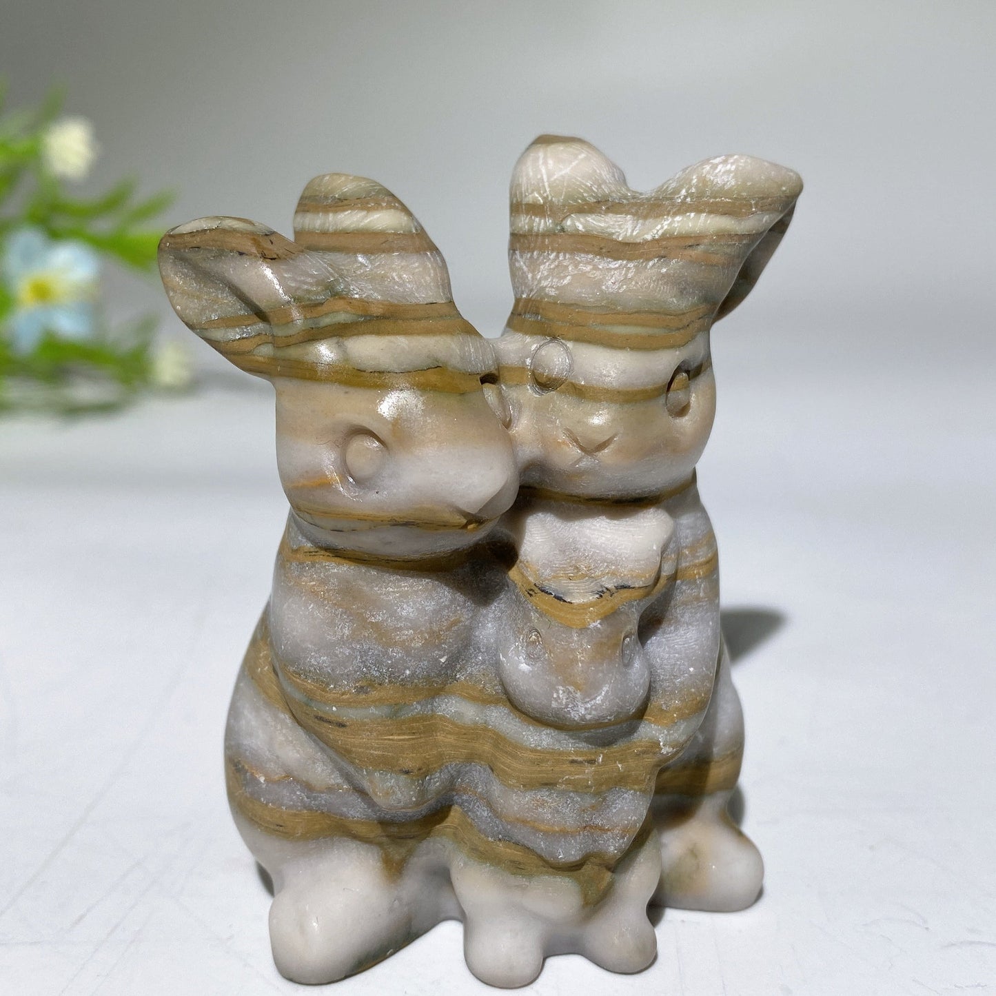 2.4" Crystal Rabbit Family Carvings Crystal Healing Bulk Wholesale