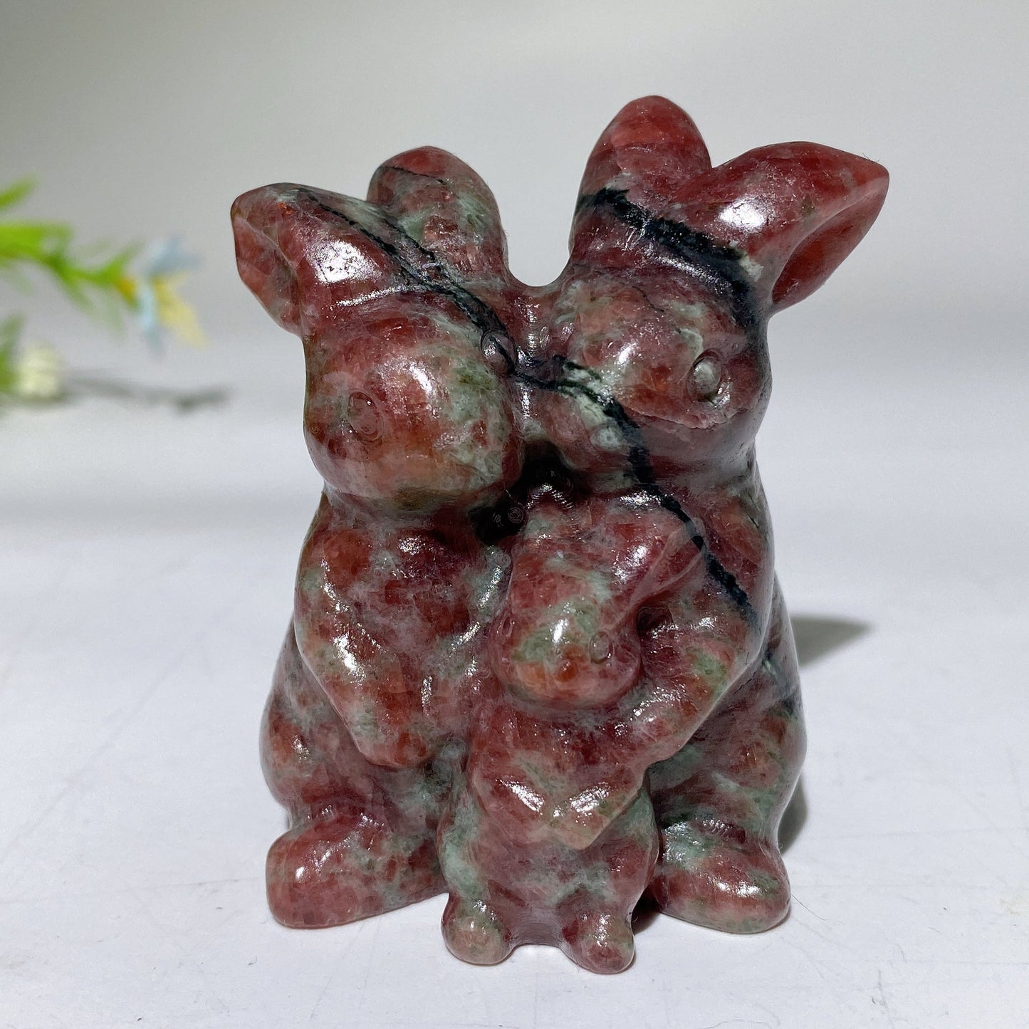 2.4" Crystal Rabbit Family Carvings Crystal Healing Bulk Wholesale
