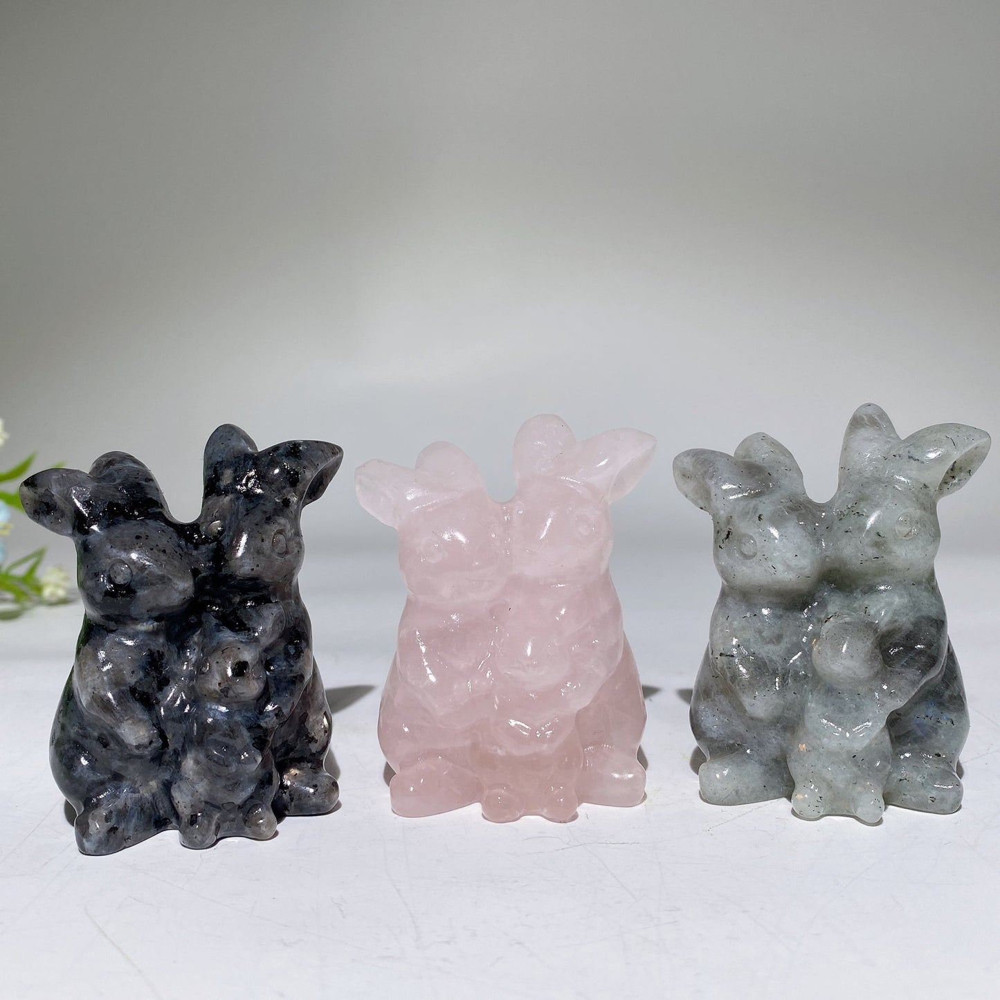 2.4" Crystal Rabbit Family Carvings Crystal Healing Bulk Wholesale