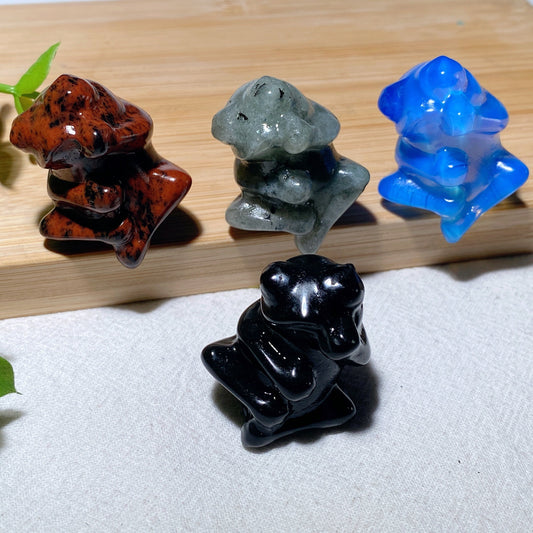 1.3" Mixed Crystal Tree Frog Carvings Bulk Wholesale