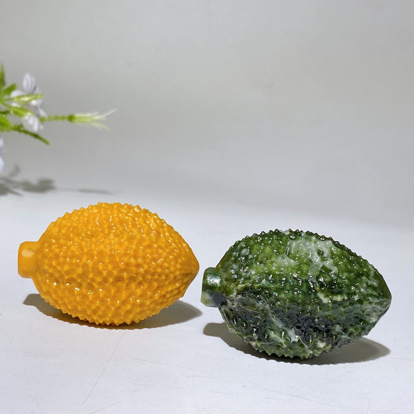 2.0" Yellow Jade Serpentine Durian Fruit Carving Crystal Healing Bulk Wholesale