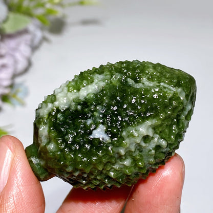 2.0" Yellow Jade Serpentine Durian Fruit Carving Crystal Healing Bulk Wholesale