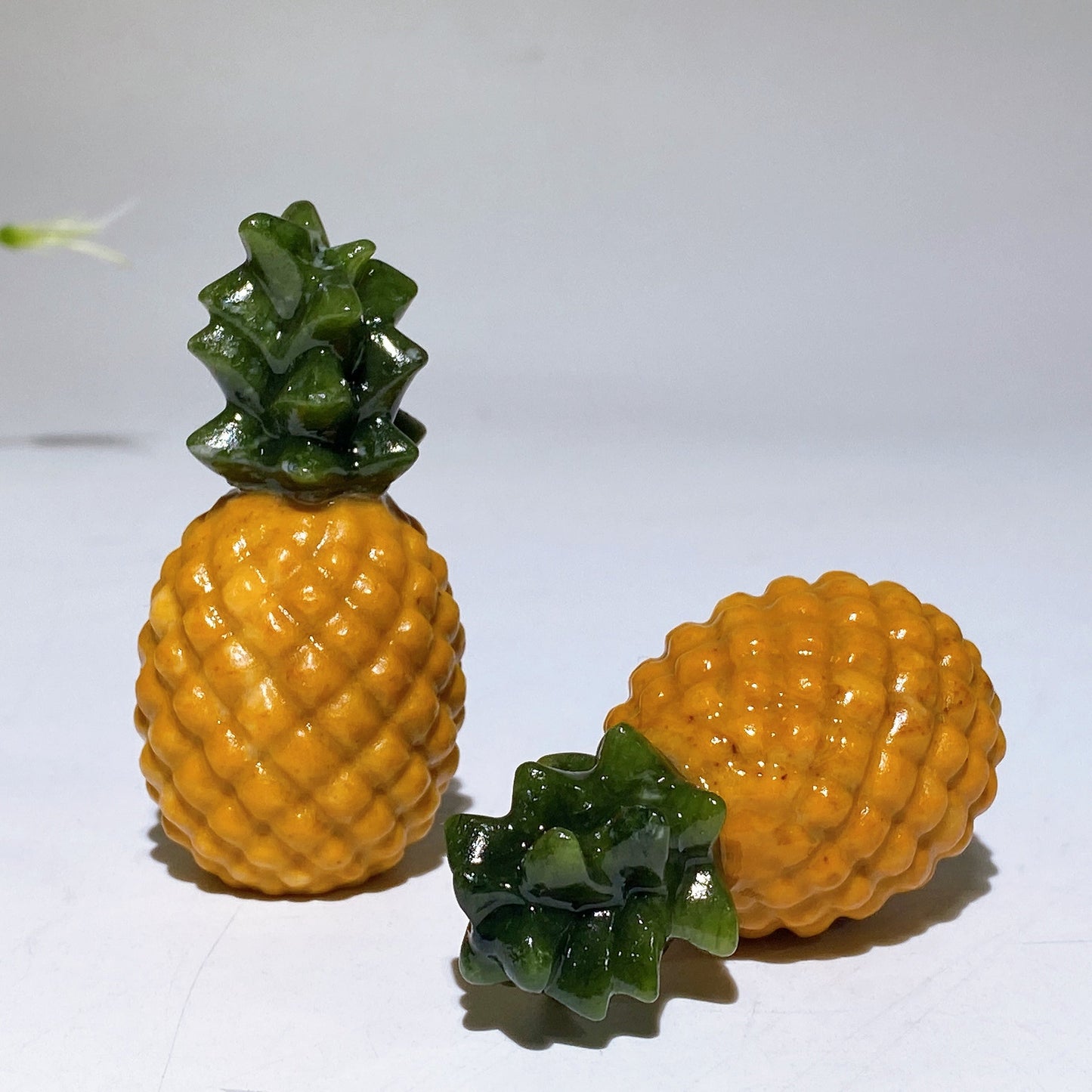 2.4" Yellow Jade Serpentine Pineapple Fruit Carving Crystal Healing Bulk Wholesale