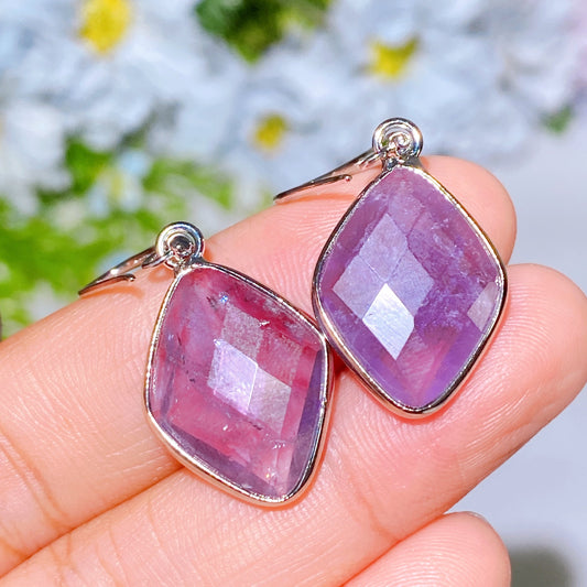 Faceted Crystal Rhombus Earrings Crystal Healing Bulk Wholesale