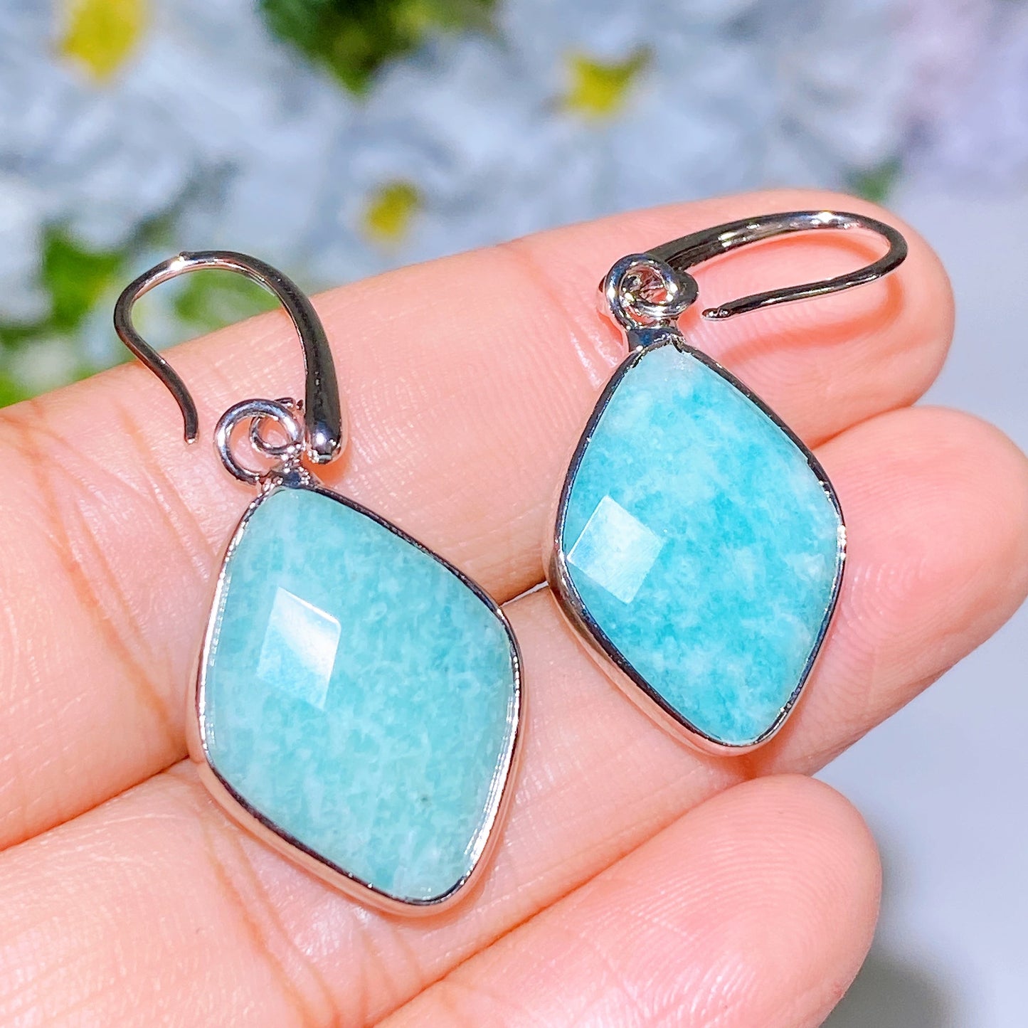 Faceted Crystal Rhombus Earrings Crystal Healing Bulk Wholesale