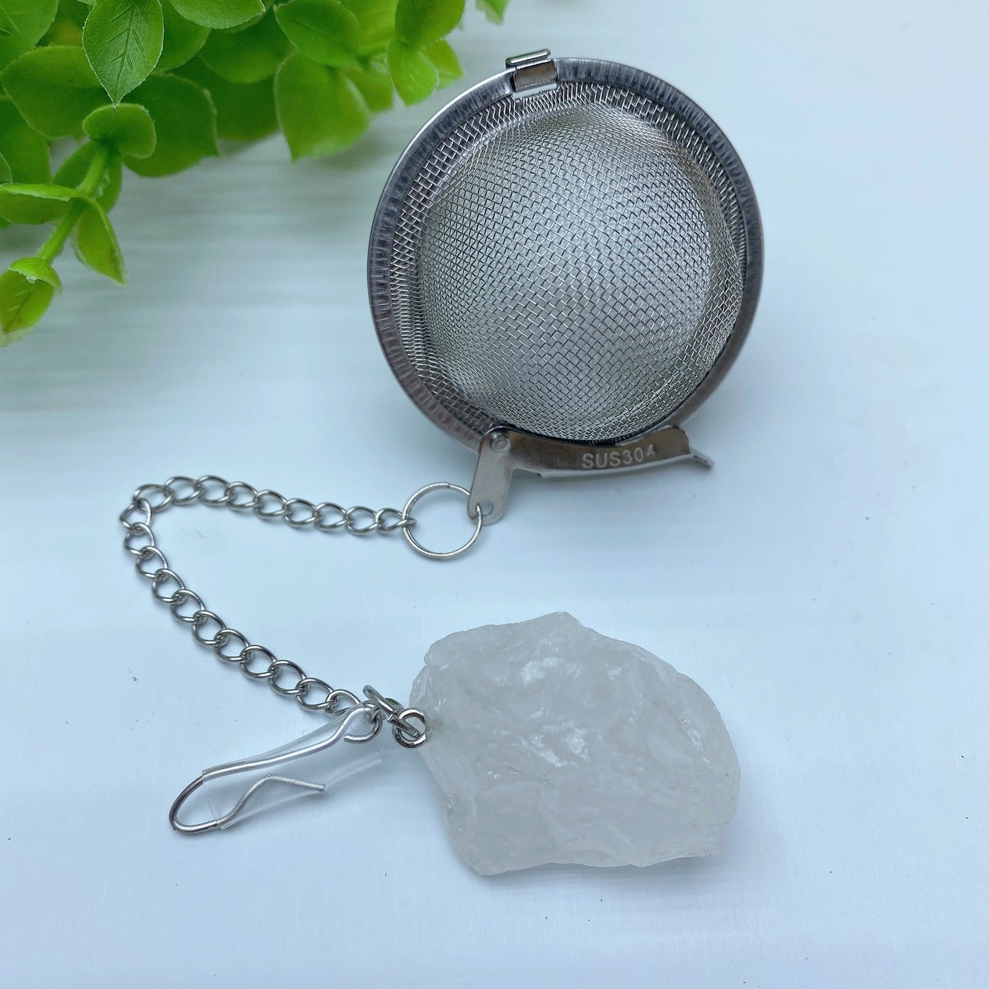 7.0" Tea-strainer with Crystal Raw Stone Decor Bulk Wholesale