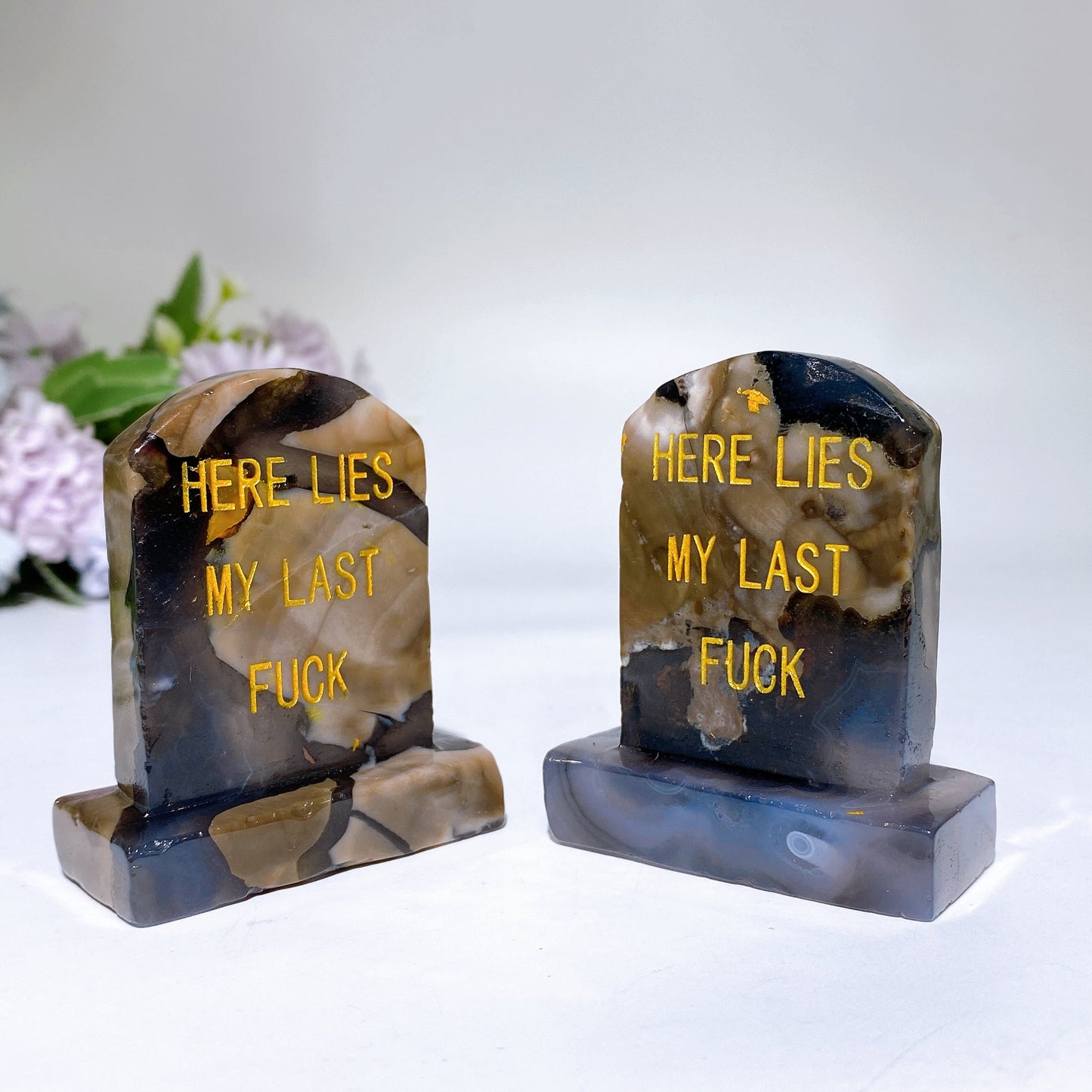 2.6" UV Reactive Volcanic Agate Headstone Carving Crystal Healing Bulk Wholesale
