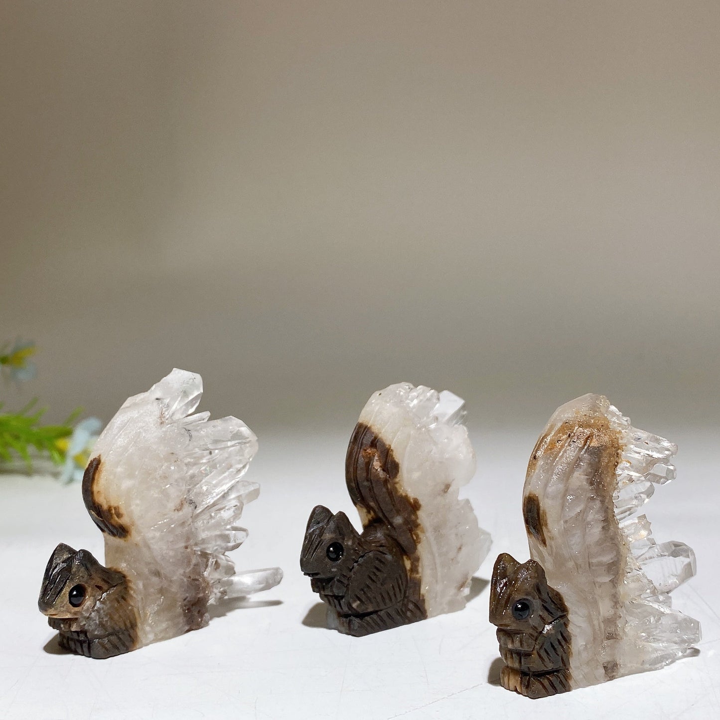 1.8" Clear Quartz Cluster Squirrel Carving Crystal Healing Bulk Wholesale