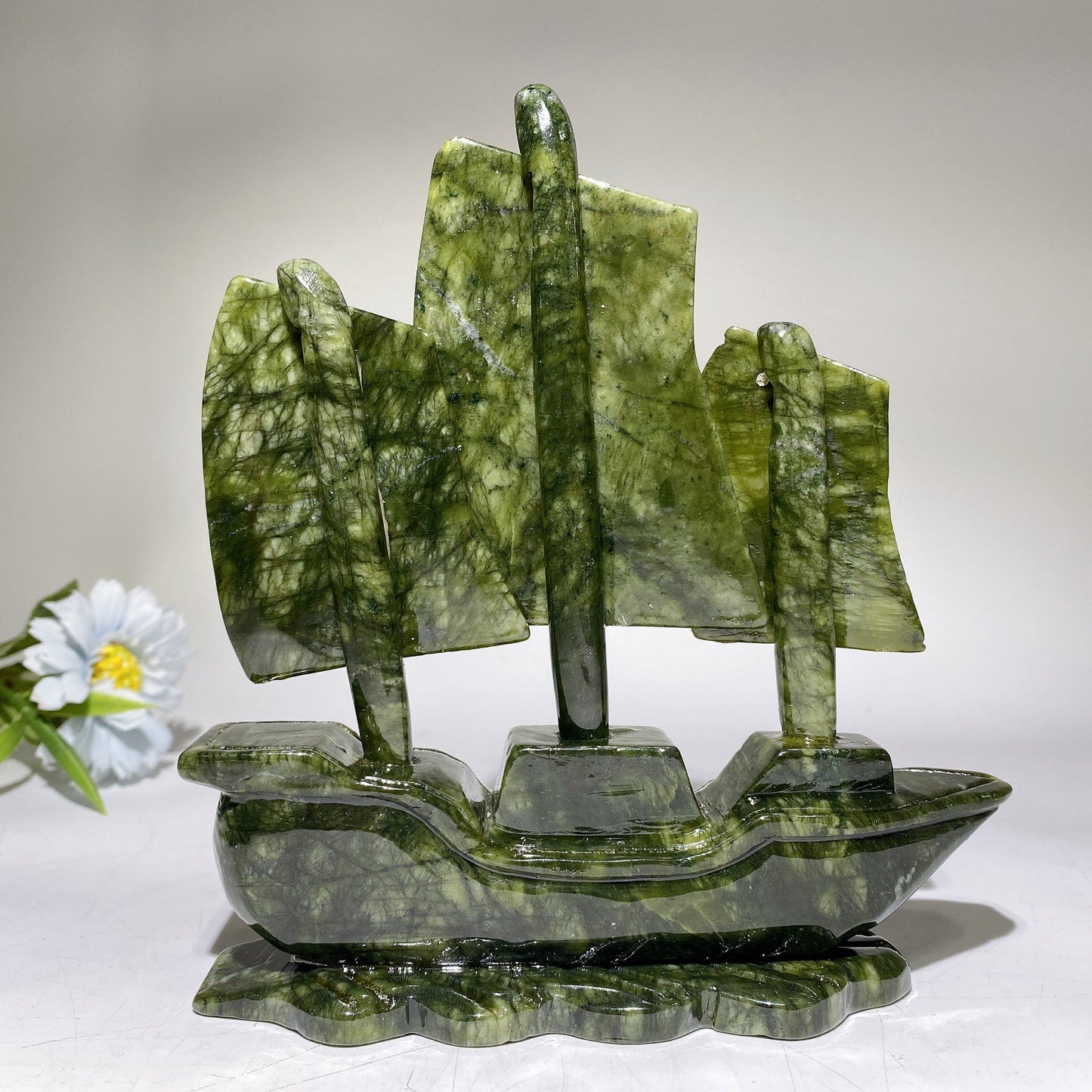 17cm Serpentine Sailboat Carving Crystal Healing Bulk Wholesale