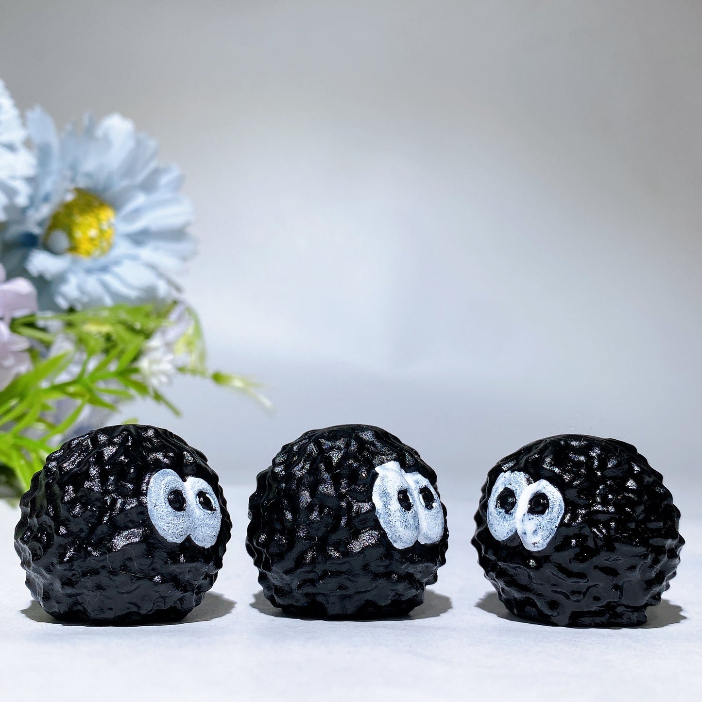 1.3" Black Obsidian Soot Spirities Carving Crystal Healing Bulk Wholesale