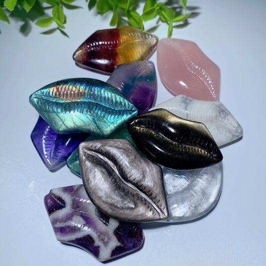 2.0" Mixed Crystal Lips Carving Bulk Wholesale