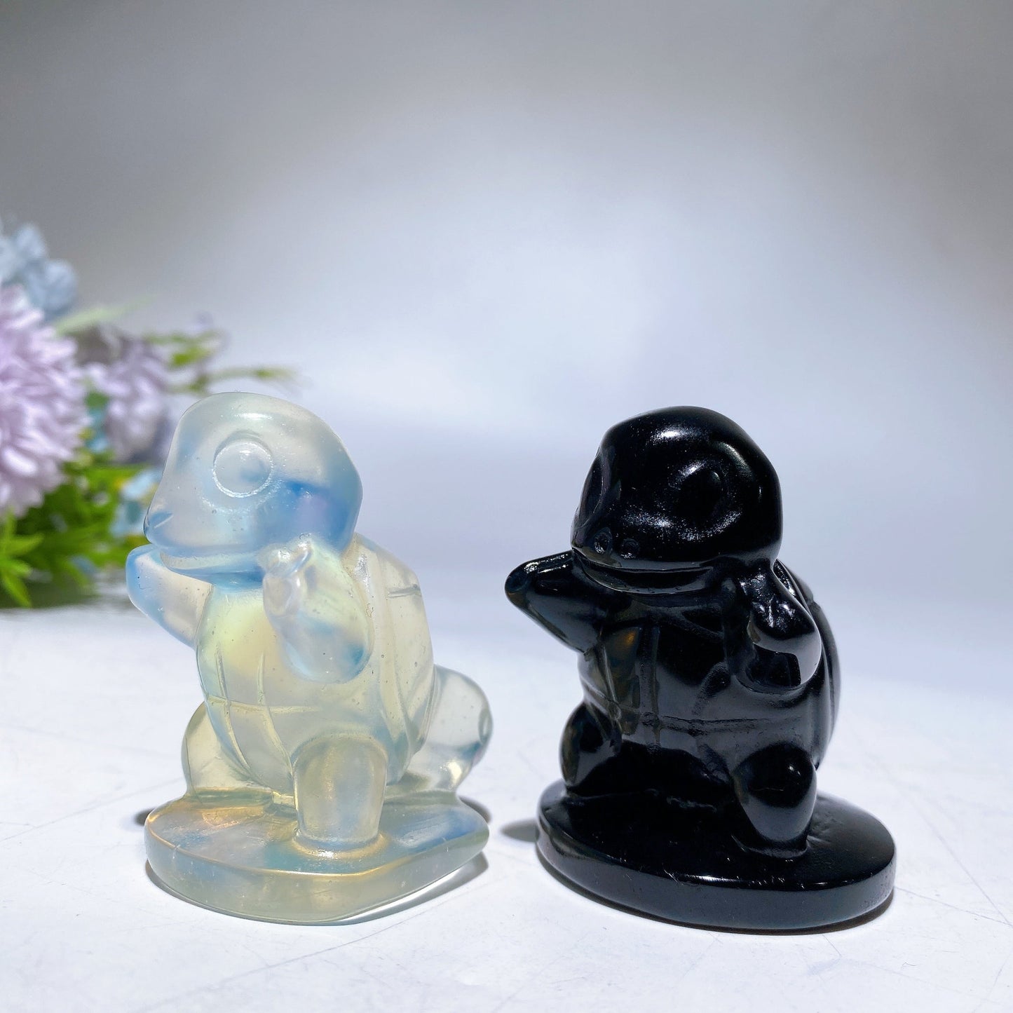2.2" Opalite Black Obsidian Squirtle Carving Crystal Healing Bulk Wholesale