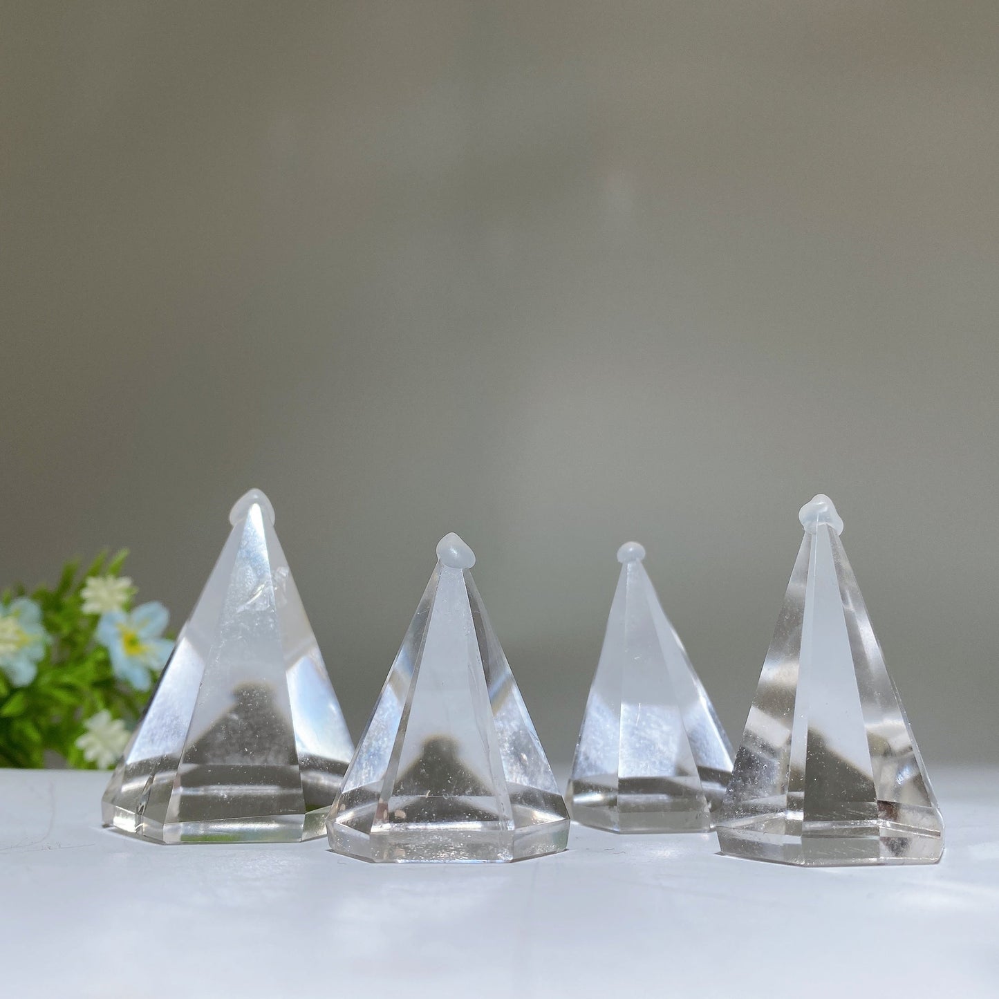 1.5"-2.0" Clear Quartz Pyramid Carving Crystal Healing Bulk Wholesale