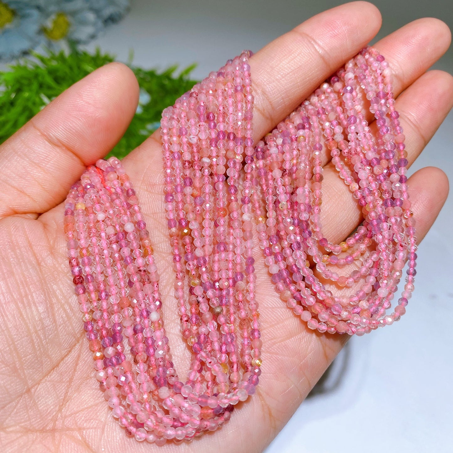2mm Faceted Crystal Beads String Crystal Healing Bulk Wholesale