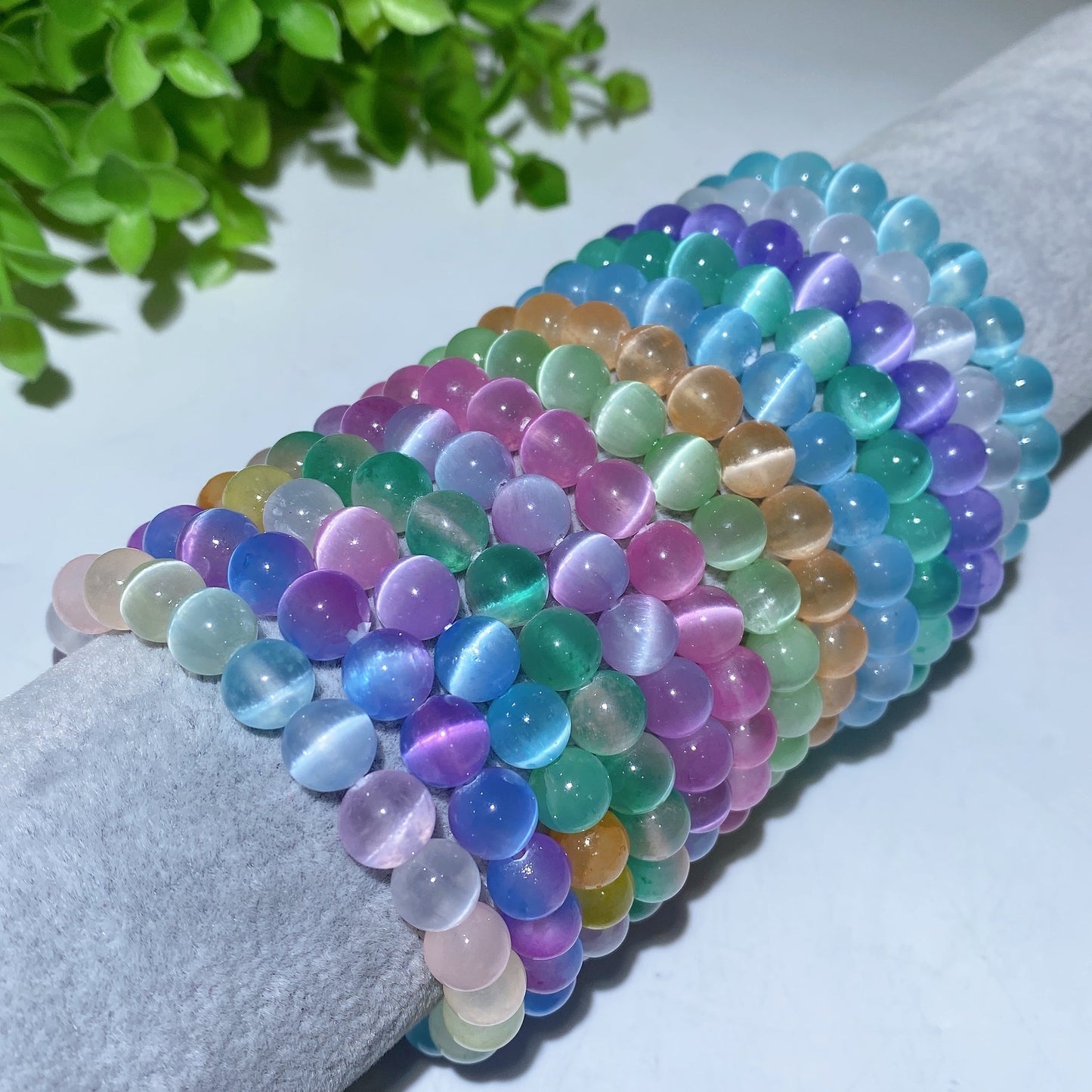 8mm Aura Selenite Bracelet Crystal Healing Bulk Wholesale