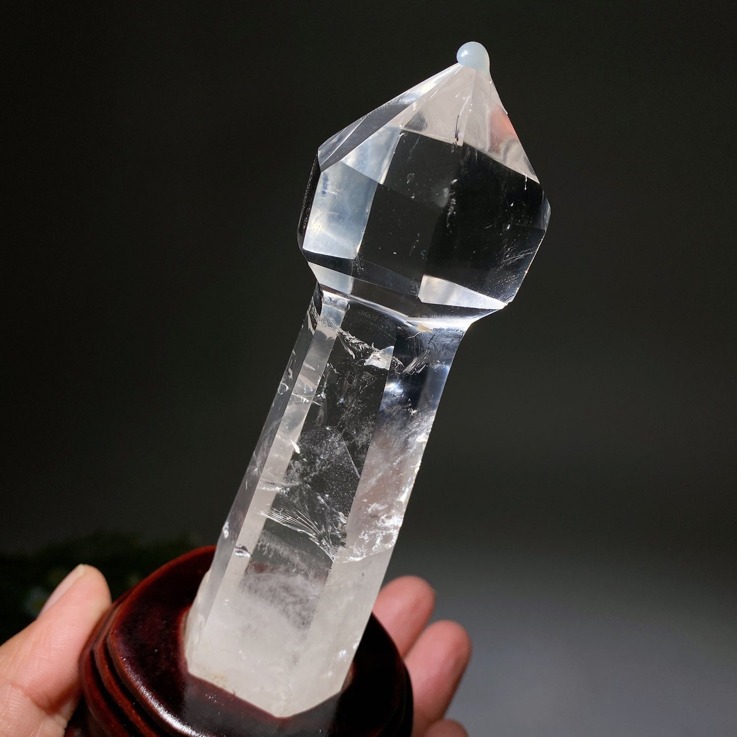 12-20cm Clear Quartz Wand with Wooden Stand Crystal Healing Bulk Wholesale