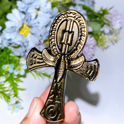 3.2" Silver Obsidian Golden Obsidian Anka Carving Crystal Healing Bulk Wholesale