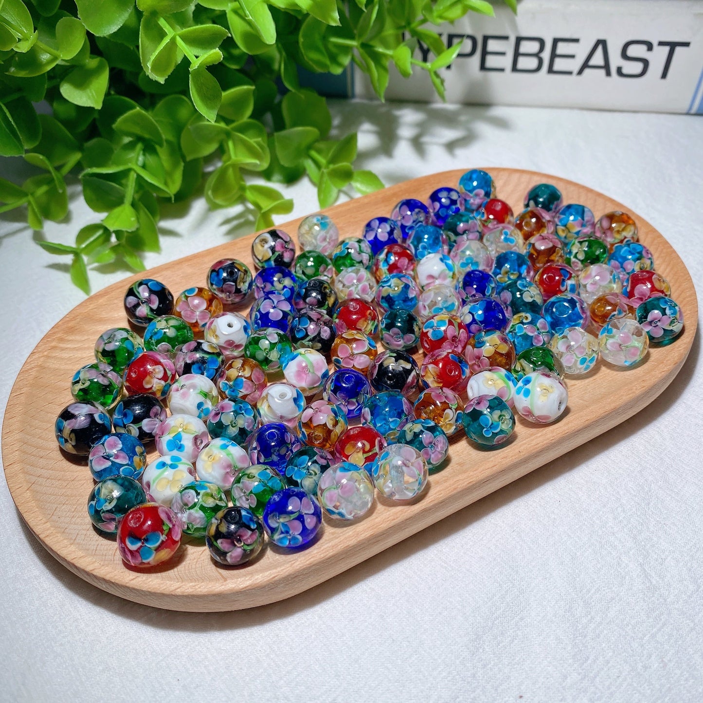 2pcs Drilled 12mm Colorful Glass Flower Beads Bulk Wholesale