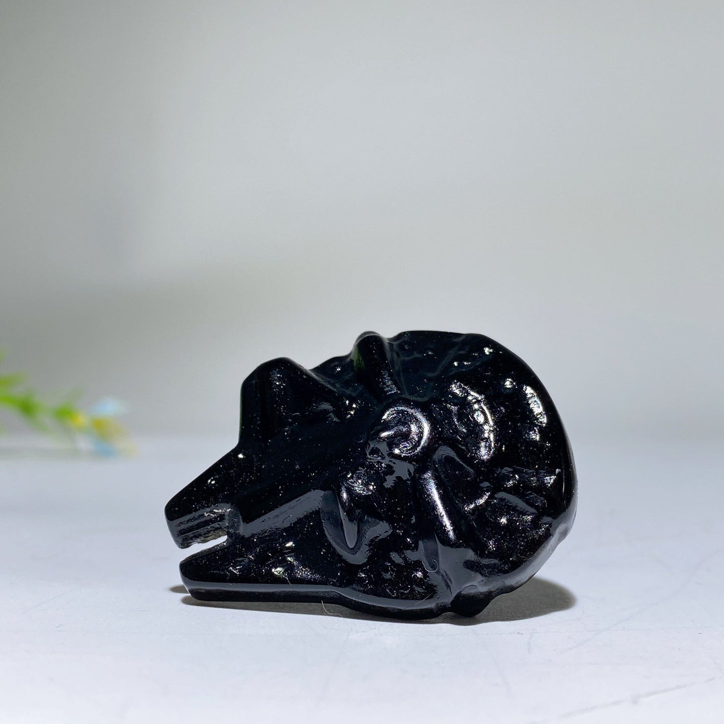 1.4" Black Obsidian Star Wars Carving Crystal Healing Bulk Wholesale