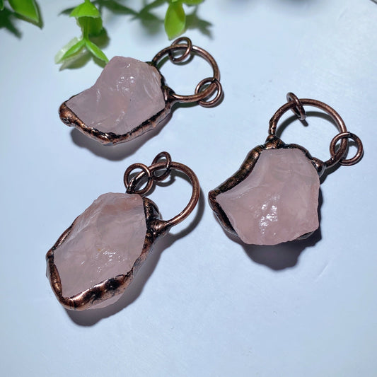 1.5" Rose Quartz Raw Stone Pendant Bulk Wholesale