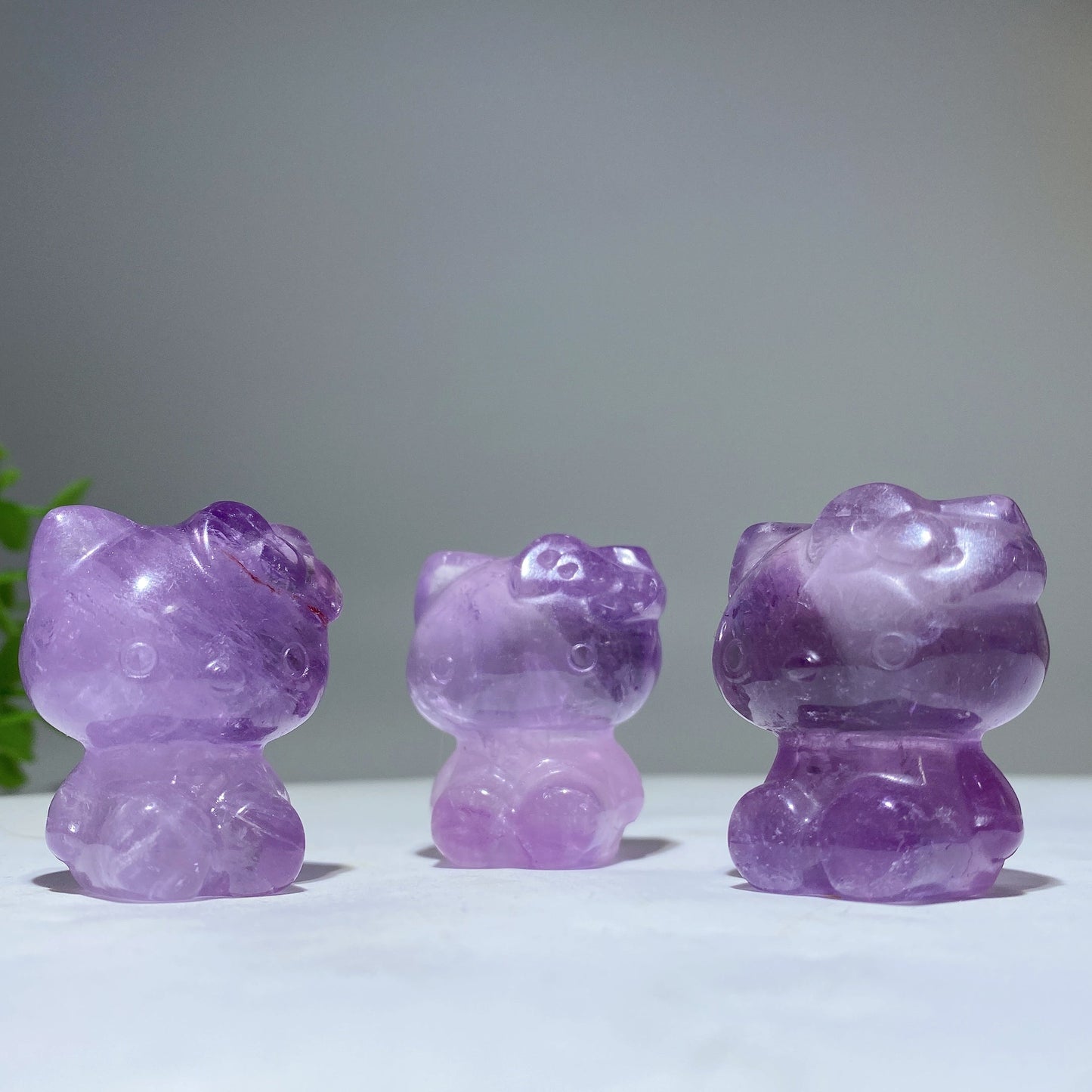 1.5" Amethyst Hello Kitty Carving Crystal Healing Bulk Wholesale