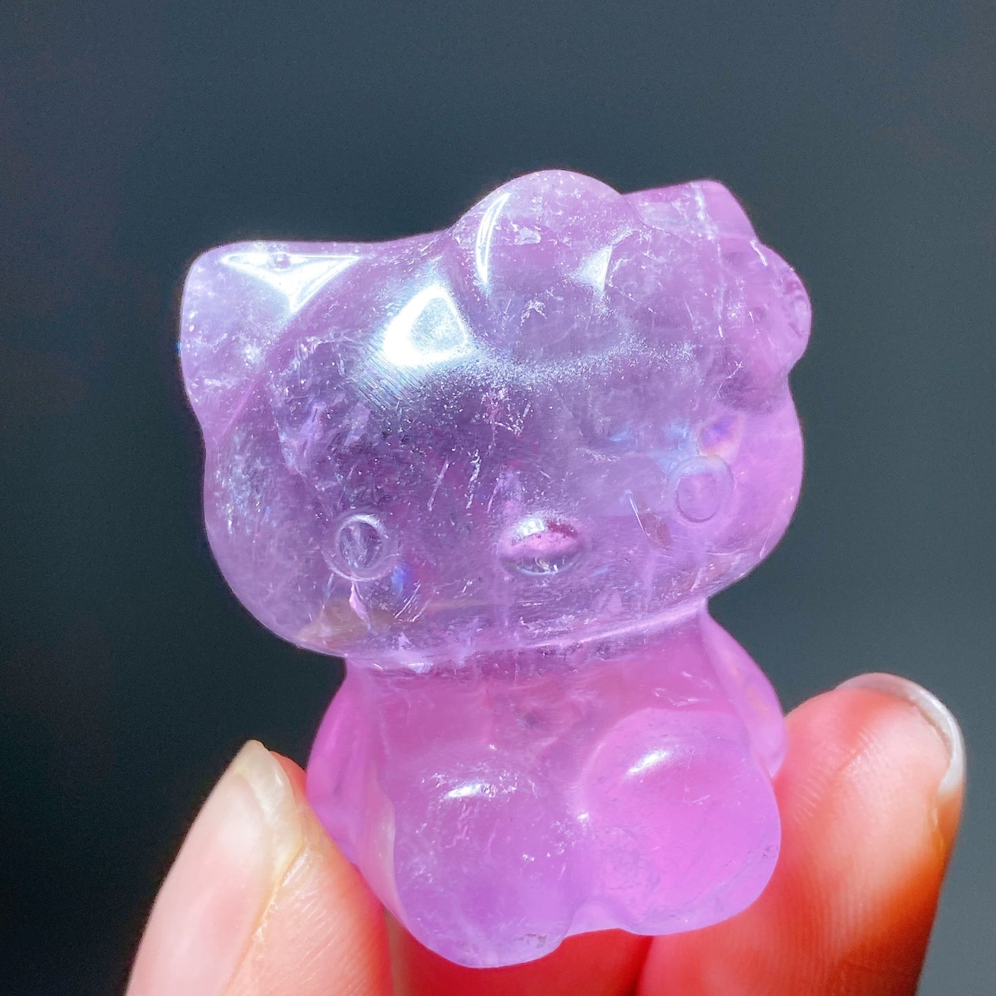 1.5" Amethyst Hello Kitty Carving Crystal Healing Bulk Wholesale