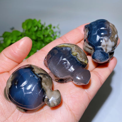 1.8"-2.1"  UV Reactive Volvanic Agate Turtle Elephant Cat Wolf Animal Carving Crystal Healing Bulk Wholesale