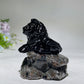 2.7" Black Obsidian Lion on Yooperlite Carving Crystal Healing Bulk Wholesale