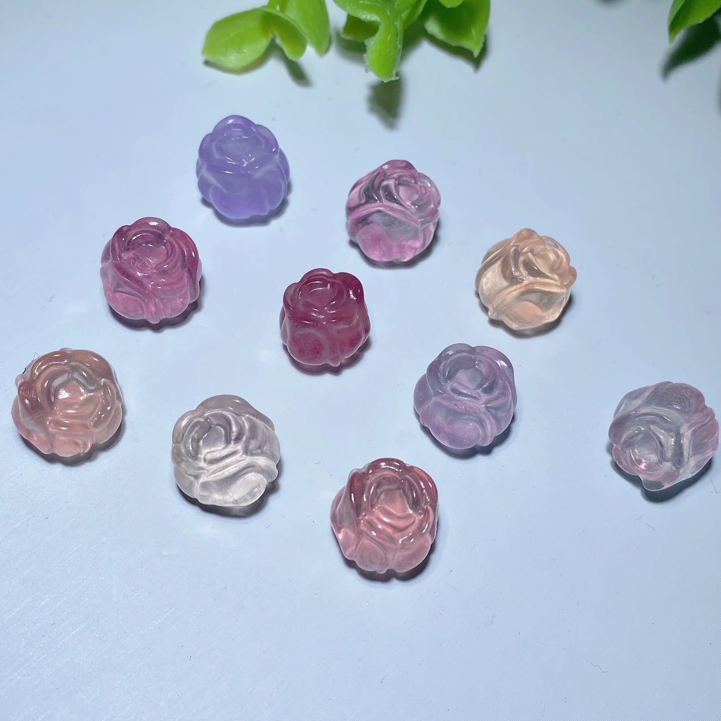 Mini Fluorite Rose Flower Carvings for Jewelry DIY Bulk Wholesale