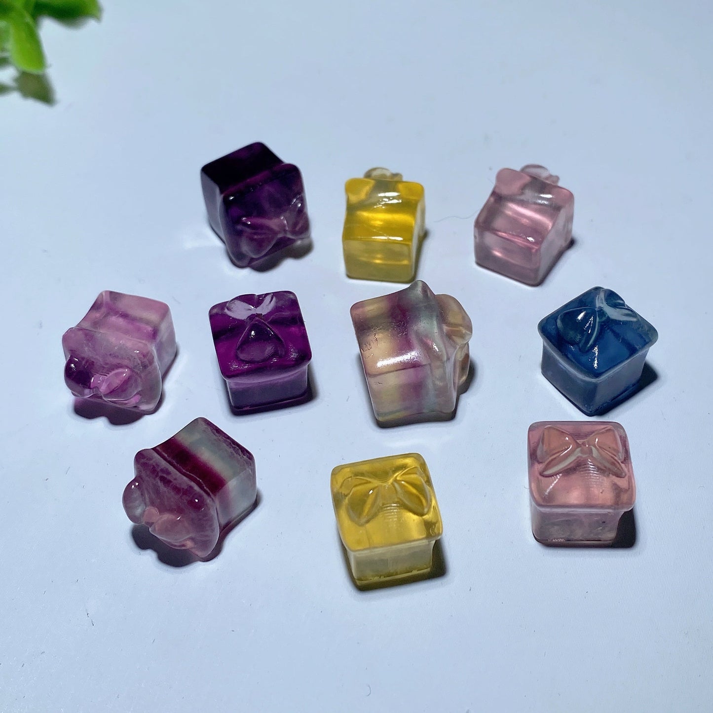 Mini Fluorite Gift-box Carvings for Jewelry DIY Bulk Wholesale